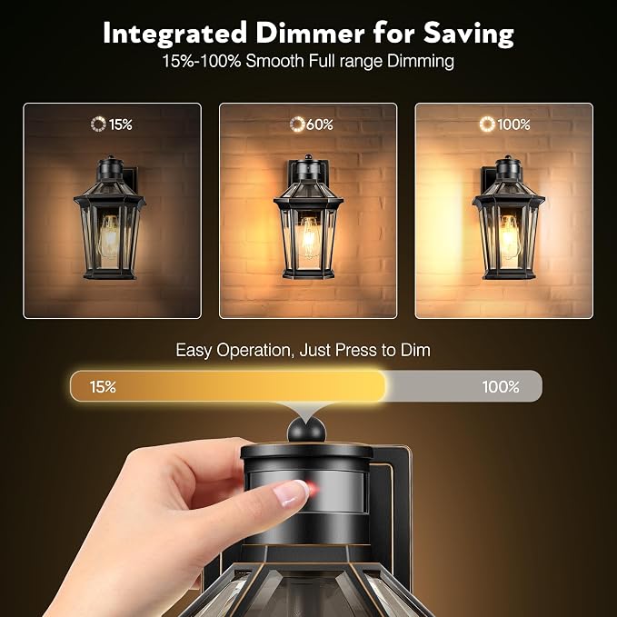 VIANIS Motion Sensor Exterior Light Fixture, 2 Pack Dusk to Dawn Outdoor Light Wall Mount, Anti-Rust Aluminum Outside House Lights, Farmhouse Coach Lantern for Porch, Entryway, Garage, Front Door