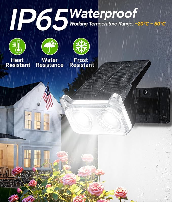 LETMY Solar Lights Outdoor Waterproof IP65, 6 Pack Solar Spot Lights Outdoor With 14 Big LEDs, 2-in-1 Wall Lights & 2 Modes Solar Powered Landscape Spotlights for Garage Pathway Yard Decor Garden Gift