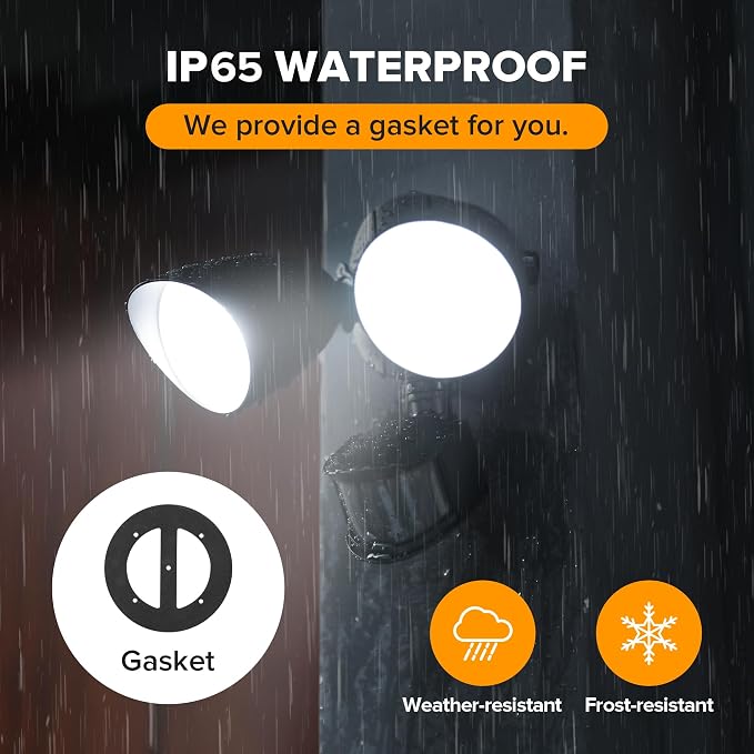 UME 2 Pack 32W 3500 Lumen LED Security Lights Motion Sensor Light Outdoor, 5000K Daylight, IP65 Waterproof, Dusk to Dawn, Motion Detector Flood Light for Garage, Yard, Porch-Black