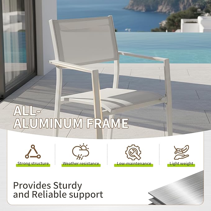 Outdoor Patio Furniture Set 9 Piece, Outdoor Dining Set with Extendable Patio Dining Table, 2 Aluminum Patio Swivel Chairs & 6 Patio Dining Chairs with Armrest for Garden Lawn Deck