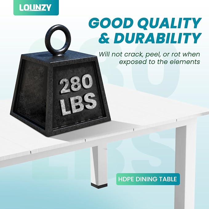 LOUNZY HDPE Outdoor Dining Table for 8&10