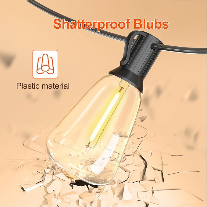 BLIATLUS 100FT Solar String Lights Remote 32 Shatterproof ST38 LED for Outdoor Patio Garden