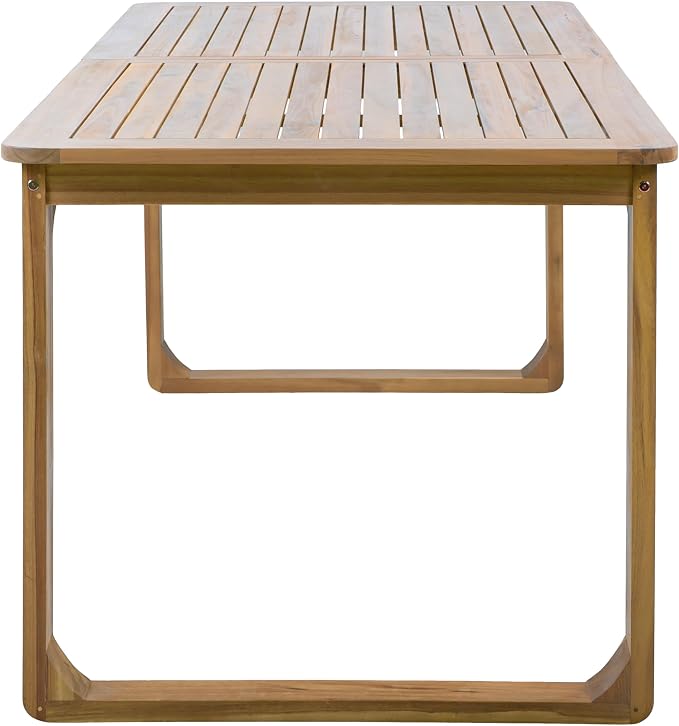 Christopher Knight Home Samma Acacia Wood Outdoor Dining Set for 6, Patio Dining Table Set for 6, Outdoor Dining Table and Sled Base, Dining Chairs with Cushion + Wicker Backrest, Teak+Brown+Cream