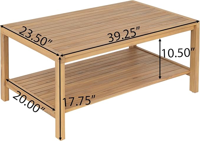Christopher Knight Home Kayim Patio Loveseat Coffee Table Set with Woven Rope Backrest, Acacia Wood Outdoor Furniture Set, Outdoor Conversation Sofa Chat Set for Backyard Deck, Light Teak+Beige