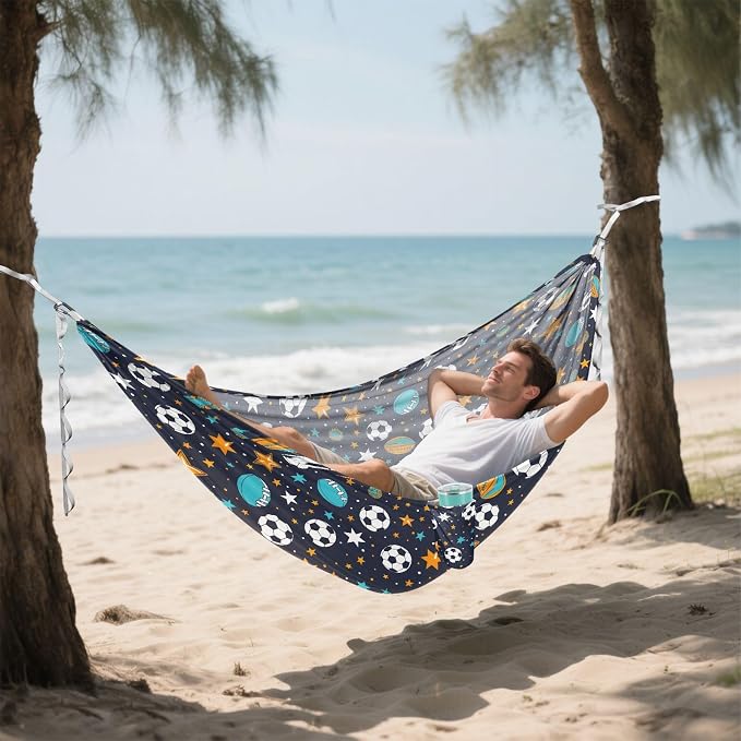 Camping Hammock Outdoor Hammocks for Outside Ball and Star Beach Trees Portable Lightweight with Pockets Tree Straps Indoor