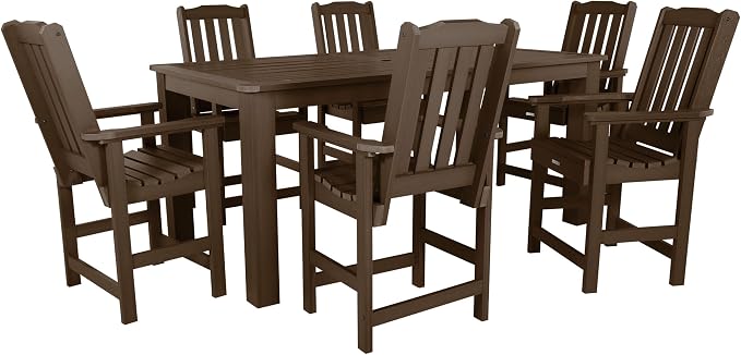 Highwood Lehigh 7pc Rectangular Counter Height Dining Set 84" x 42", Weathered Acorn