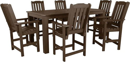 Highwood Lehigh 7pc Rectangular Counter Height Dining Set 84" x 42", Weathered Acorn