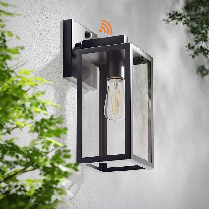 Dusk to Dawn Porch Outdoor Light, Wall Light Fixtures Waterproof Exterior Wall Sconce Light Fixture with E26 Base for Patio Entryway Hallway (Bulb not Included)