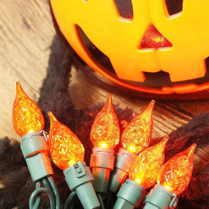 Orange Halloween String Lights 19ft, 70 LEDs C5 Christmas Lights for Indoor and Outdoor Use, ETL Certified Perfect for Halloween, Thanksgiving, and Christmas Decor