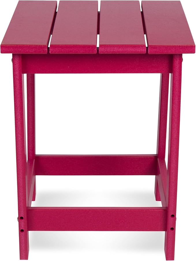 Shine Company Adirondack Square Outdoor Side Table, HDPE Resin End Table, Weatherproof Small Table, Chili Pepper