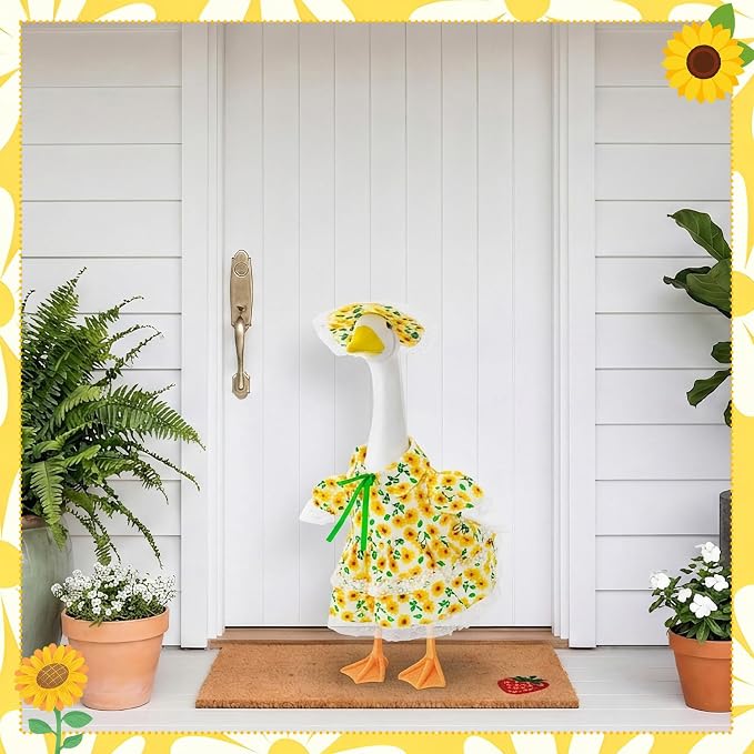 Porch Goose Outfit, 23" Porch Goose Clothes with Strawberry Skirt and Hat for Spring Summer Party Outdoor Patio