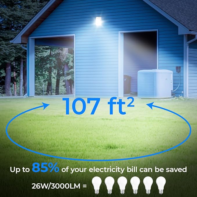 CINOTON 26W LED Wall Pack Light with Dusk to Dawn Sensor, 3CCT White 2Pack | 100-277Vac, 26W/18W/13W Switchable, 3CCT Wall Lights, IP65 Waterproof, Outdoor Security Flood Lighting for Garage, Backyard