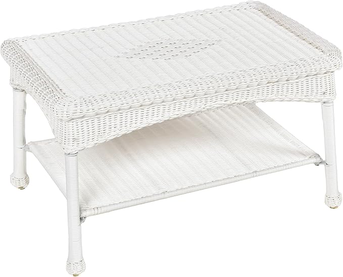 White Wicker Patio Coffee Table