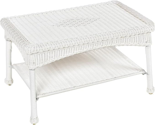 White Wicker Patio Coffee Table