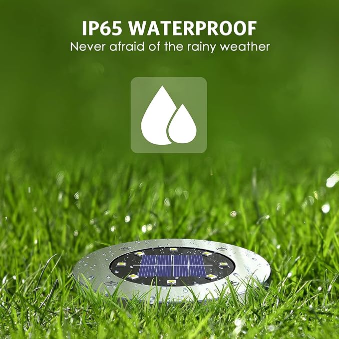 OULONGER 4.6inch Solar Ground Lights 12Packs, Garden Solar Outdoor Waterproof Pathway Bright In-Ground Landscape Lights for Patio, Lawn, Yard, Driveway, Step and Walkway(White Light)