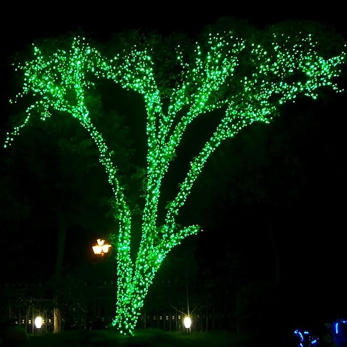 DAZZLE BRIGHT Christmas 300 LED String Lights, 100FT Connectable String Lights with 8 Lighting Modes, Xmas Vintage Decorations for Indoor Outdoor Party Supplies Yard Garden Decor (Green)