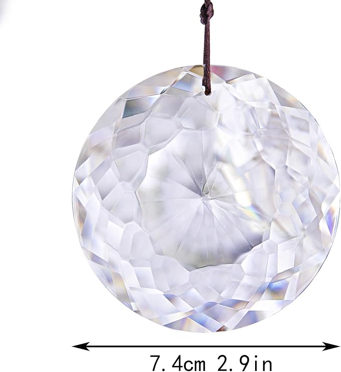 75mm Large Prism Hanging Crystal Suncatcher Clear Sun Catcher Indoor Window | Crystal Flower of Life Prisms,Hanging Crystals,Rainbow Maker,Large Beads,Glass Ornaments For Christmas Tree Home Garden