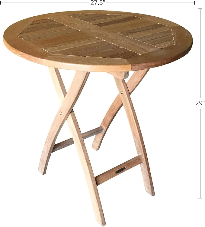 Cafe Teak Folding Round Table, Natural