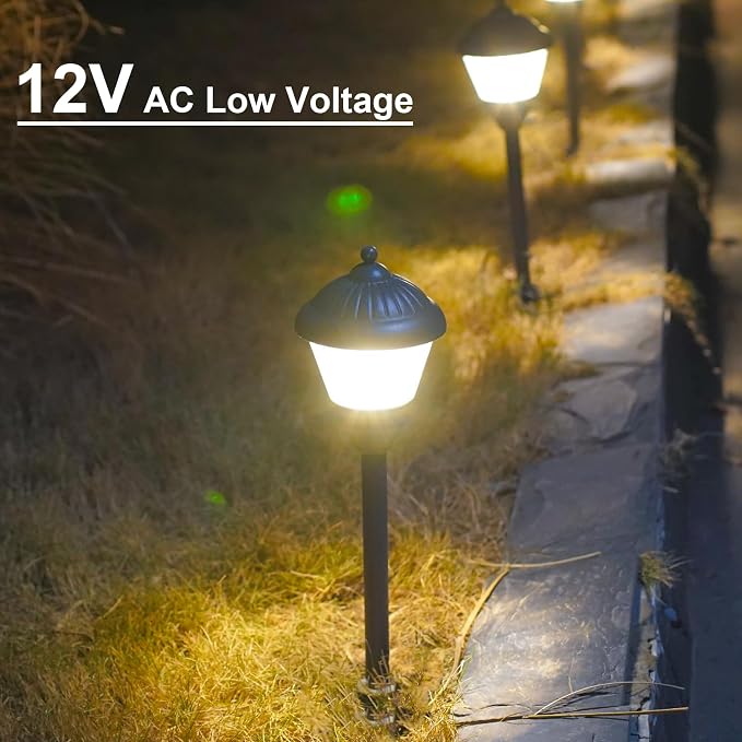 Pathway Light 1.5W LED Outdoor Low Voltage Landscape Lighting 100 Lumen Hardwired Path Lights 3000K Warm White Metal Walkway Light with Cable Connectors