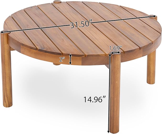 Christopher Knight Home Haven Acacia Wood Outdoor Loveseat and Coffee Table Set, 2 Piece Patio Furniture Set with Water-Repellent Cushion, Solid Wood Outdoor Conversation Set, Beige+Teak