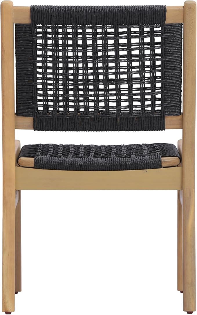 Christopher Knight Home Della Acacia Wood Dining Table Set for 6, 6 Piece Outdoor Dining Set with 70.75" Dinner Table, Bench and Armless Chairs, Patio Furniture Set for Dinner, Light Teak+Black