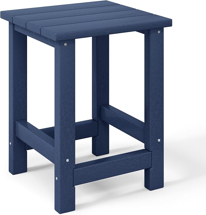 WestinTrends Malibu Kids Outdoor Patio Furniture HDPE Adirondack Square Side Table, Navy Blue