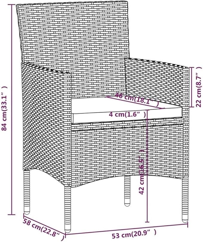 BOWERY HILL 7 Piece Outdoor Patio Dining Set, Glass Tabletop, Durable PE Rattan and Powder-Coated Steel, Gray and Black Finish, Weather-Resistant Garden Furniture for Terrace and Balcony