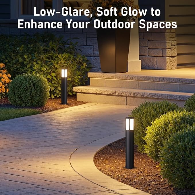 LEONLITE Low Voltage Bollard Pathway Lights, 5CCT 5W 12-24V 1800K/2700K/3000K/4000K/5000K Selectable, Wired LED Landscape Lighting for Lawn Yard Walkway Driveway, Oil Rubbed Bronze Aluminum, Pack of 4