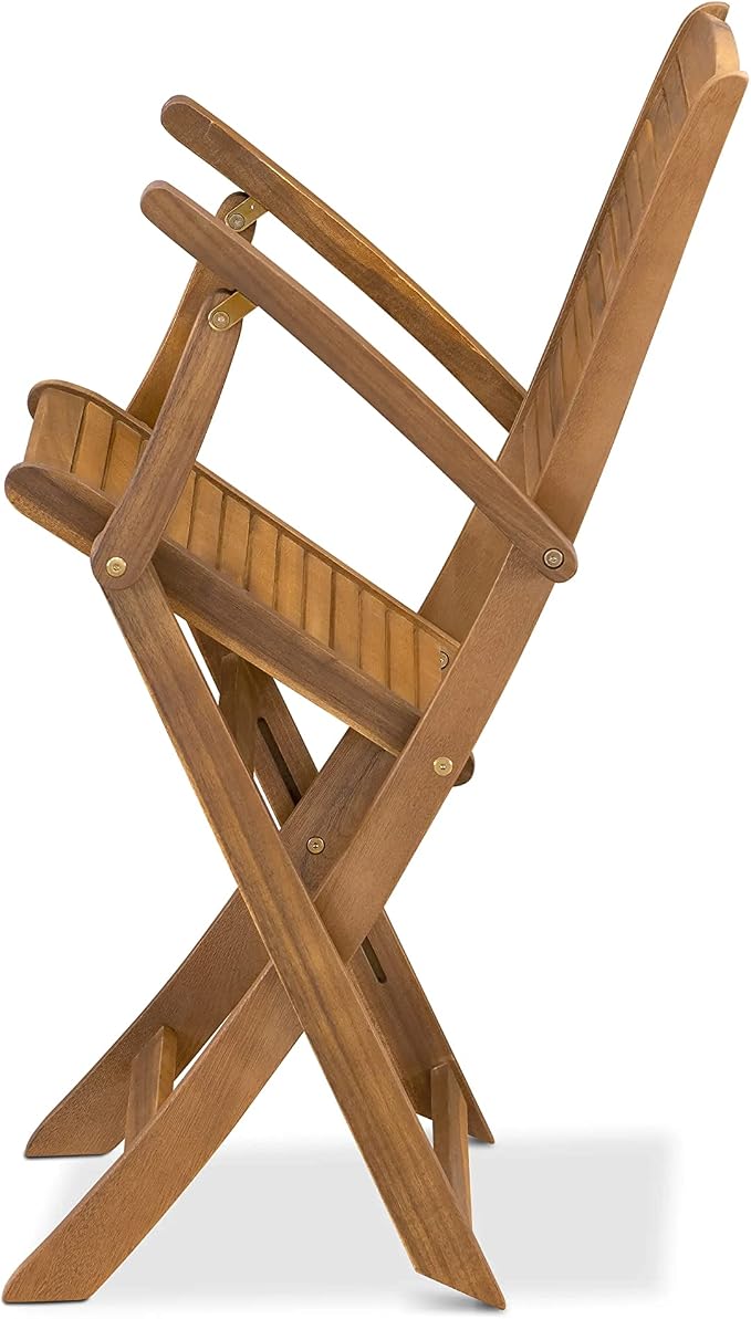 East West Furniture DEHD9CANA 9 Piece Outdoor Patio Dining Sets Contains a Rectangle Acacia Wood Table and 8 Folding Arm Chairs, 40x72 Inch, Natural Oil