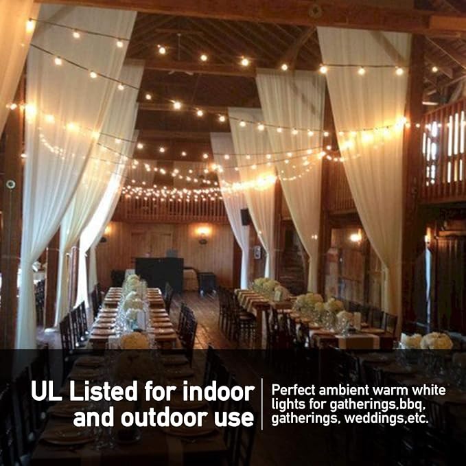 102FT Outdoor String Lights, Waterproof Patio Lights with 35 Shatterproof LED Bulb Hanging Light String, Black String Light Vintage Party Lights for Garden, Backyard, Porch, Cafe, Deck, Wedding
