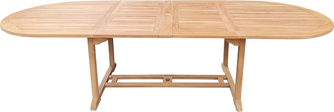 Teak Wood Santa Cruz Oval Double Extension Outdoor Patio Dining Table, 78 to 118 inches