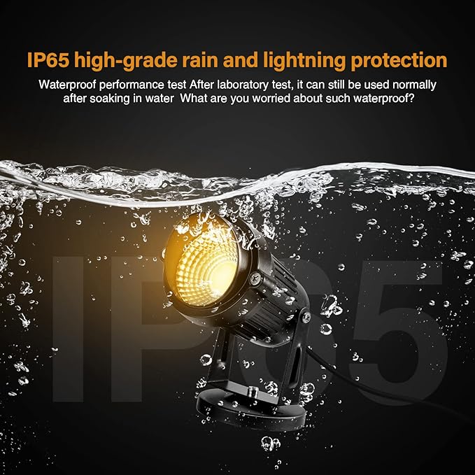 Landscape Lights - 5W 110V Outdoor Spotlight - Waterproof IP65-3000K Warm White LED Landscape Lights - 5ft Cable for Yard Garden Patio Driveway House (Include Spike) (4 Pack)