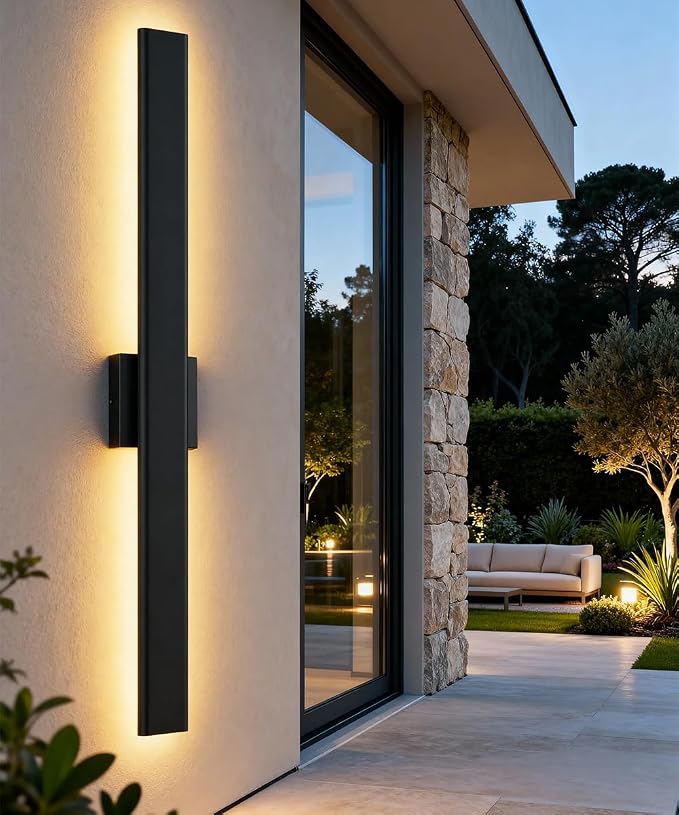 Aipsun Black Outdoor Wall Sconce 3000K 4000K 6000K, 31.5in Modern Exterior Light 1 Pack, Long LED Linear Wall Light Outside Lighting for Entrance, Hallway, Garage, Porch(3CCT)