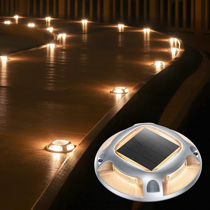 AGPTEK Solar Driveway Light Outdoor 1 Pack, 2 Color Modes LED Deck Dock | Marine Waterproof Driveway Marker Lights for Step Sidewalk Stair Garden Pathway Walkway Yard (Warm White/Cool White)