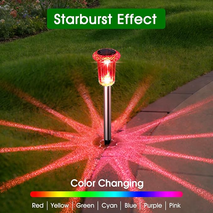 Eyrosa Solar Outdoor Lights, 15 Pack Solar Pathway Lights Outdoor Waterproof, Stake Lighting for Garden Yard Path Walkway Driveway Patio Lawn Decor,Color Changing
