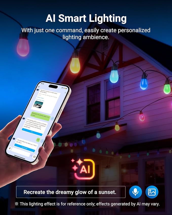 NEEWER 96ft Outdoor String Lights, App Control Smart AI RGB IC W Hanging Outside Warm White Patio Balcony Backyard Lighting, IP65 Waterproof, 30 LED Bulbs,50+ Scenes, Compatible with Alexa Google,NR01