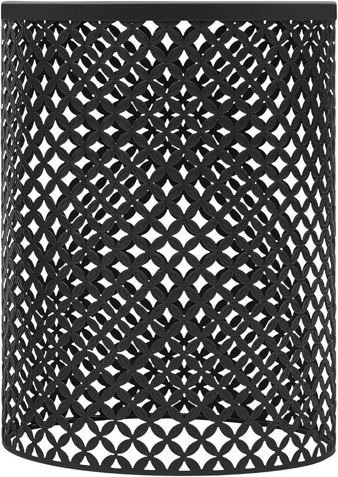 Outdoor Side Table, 3PCS Round Metal Frame Coffee End Tables, Modern Decorative Garden Stool, Multifunctional Nesting Side Table for Garden, Balcony, Cafe, Park, Pool Side (Black)