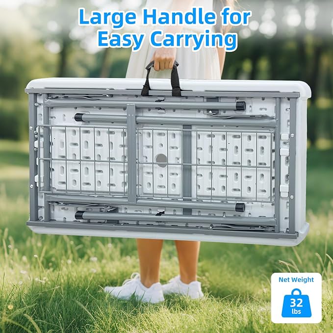 Folding Ice Cooler Table, Skirt &Drain Hose Plastic Chill Table to Keep Drinks Cool, Portable Foldable Self-Serving Beverage Cooling Bar for Parties, Picnics, Barbecues, Fishing(White