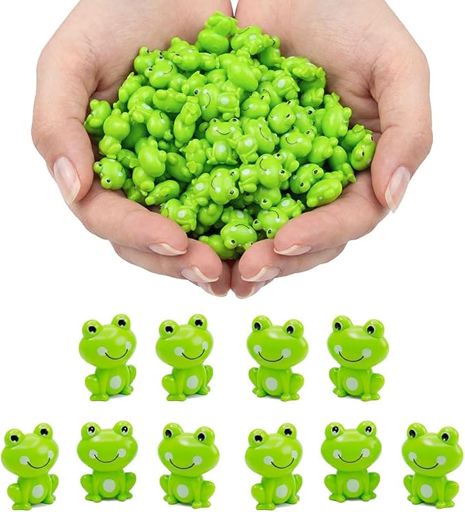 200 Pack Mini Green Plastic Frogs, Small Tiny Figurines for Miniature Garden, Micro Landscape, Succulent Planters, Moss Pot & Tiny House Décor
