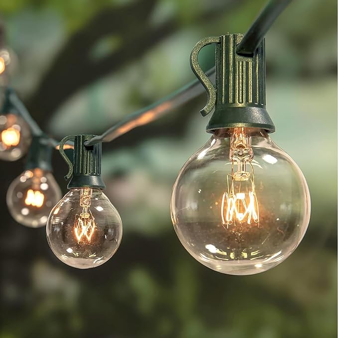 25Ft Outdoor Christmas String Lights, G40 Warm White Christmas Decorations Lights with 27 Incandescent Globe Bulbs, Vintage Christmas Lights for Xmas Tree Party Backyard Wedding Garden Holiday Patio