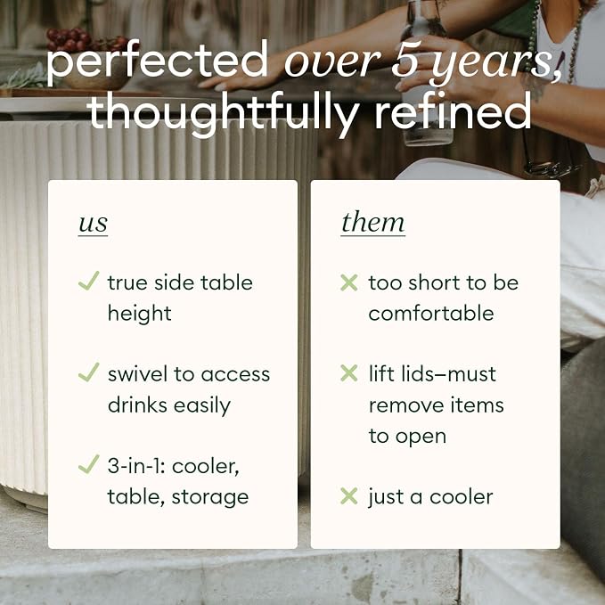 Veradek Outdoor Cooler Side Table - 2 in 1 - Designed for use as Outdoor Side Table, Patio Decor and Ice Chest
