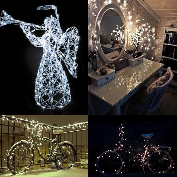 Lomotech Solar Fairy Lights Outdoor, 2 Pack Total 66ft 200 LED,White | Solar String Lights Waterproof 8 Modes Twinkle Lights for Outdoor, Patio, Garden, Yard, Party, Wedding, Tree Decoration