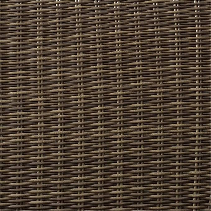 Pemberly Row 40" Glass Top Patio Coffee Table, Brown Finish, Durable Steel Frame with PE Wicker, UV-Resistant Outdoor Resin, Weather-Resistant Design, Stylish Addition to Backyard or Patio
