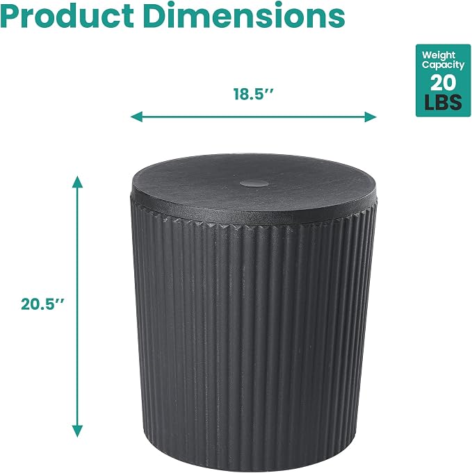 SUNBURY Umbrella Side Table, Outdoor Patio Table with Umbrella Hole for Porch, Round Base Outdoor Garden Stand for Modern Coffee, Picnic or Poolside Table, Easy Assembly, Black