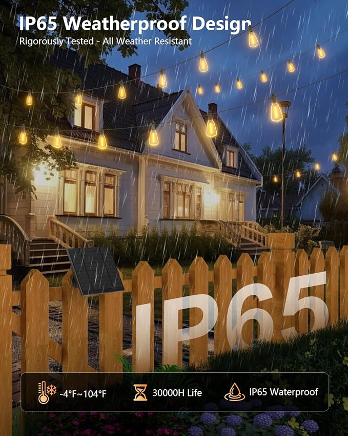Brightown 175FT Solar String Lights Outdoor, 56+2 Shatterproof LED Lights | Waterproof, Remote Control, Dimmable, Timer, 3 Light Modes Solar Lights for Yard, Camping, Parties and Outdoor Decor