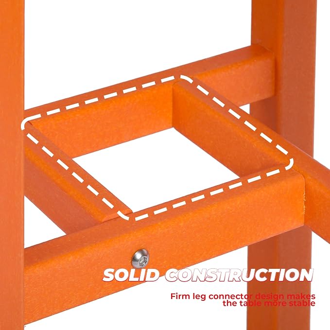 Costaelm Outdoor Bar Table, 42" Counter Height Round Patio Cocktail Bar Table, Patio Bar Table Bistro Dining Table Pub Table for Front Porch Deck, Backyard, Garden, Orange