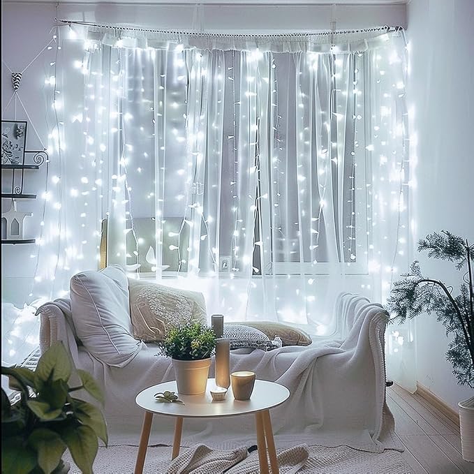 JMEXSUSS 150 LED Connectable White Christmas Lights Indoor for Bedroom | 59Ft White String Lights Plug in, 8 Modes Twinkle Fairy Lights for Classroom Dorm Room Party Christmas Tree Decor, Clear Wire