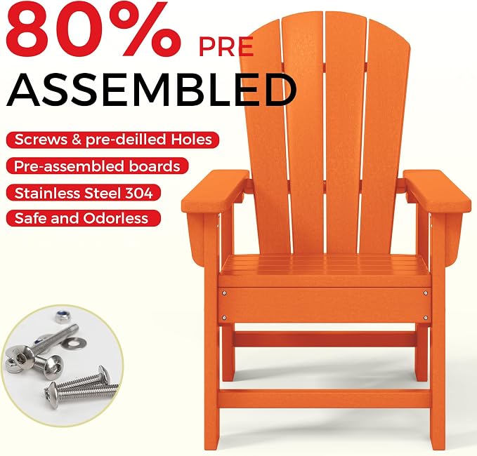 Costaelm Paradise Kids 5-Piece HDPE Outdoor Patio Round Dining Table and Chairs Set, Orange