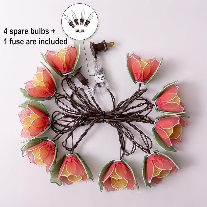 Decorative String Lights Plug in with 10 Bulbs, Flower Garland Fairy Lights Connectable Weatherproof Outdoor Indoor for Wedding Garden Pergola Bedroom Porch Floral Home Decor (Multicolor)