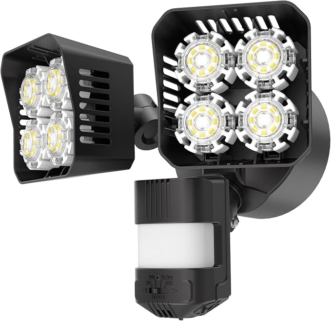 SANSI 36W 3600LM LED Motion Sensor Outdoor Light, IP65 5000K (Black) | 4 Modes Motion Lights for Outside, 350W Equiv LED Flood Lights Outdoor Security Lights for Backyard, Garage, Yard, Porch